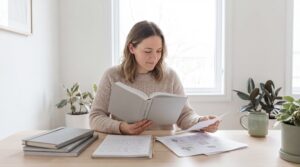 Person liest konzentriert Unterlagen am Schreibtisch als Symbol für einen ADHS Leitfaden für Mediziner und Patienten zur besseren Orientierung und Therapieentscheidung