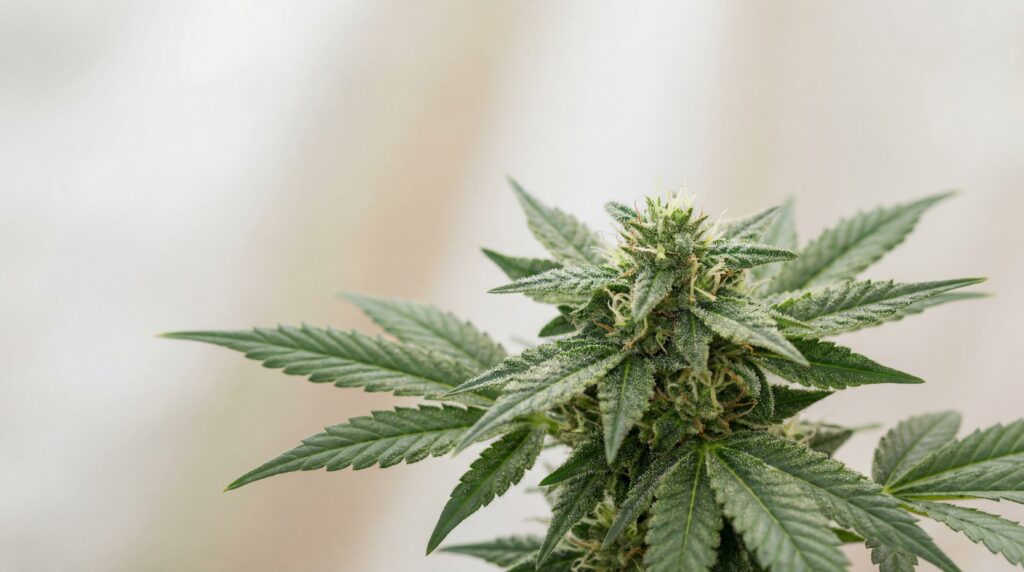 Nahaufnahme einer Cannabisblüte mit sichtbaren Trichomen – Symbolbild zur Frage, verdienen Apotheken an Cannabis im medizinischen Bereich.