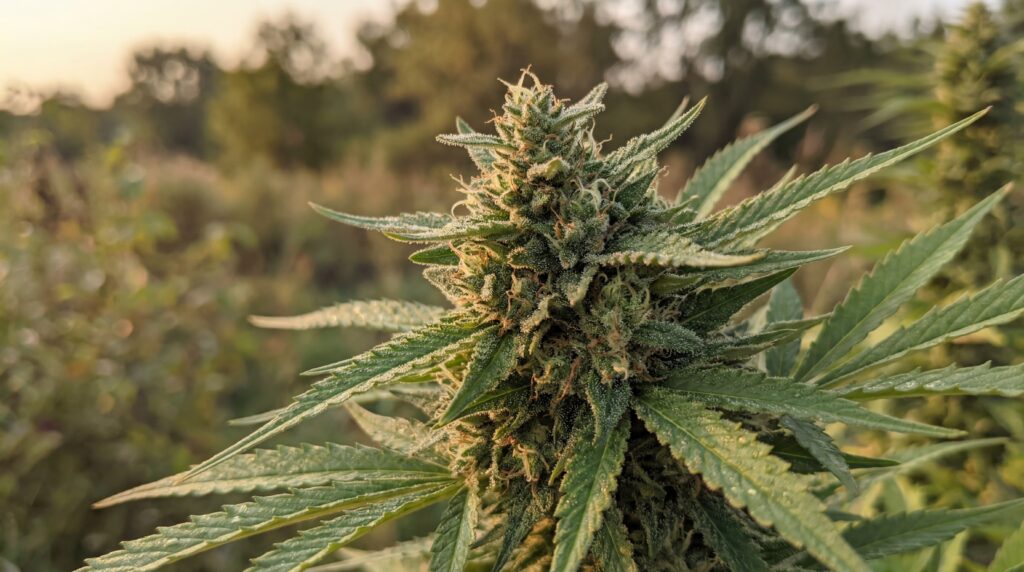 Cannabisblüte in Nahaufnahme als Beispiel für eine alternative Therapie bei Migräne durch medizinisches Cannabis.