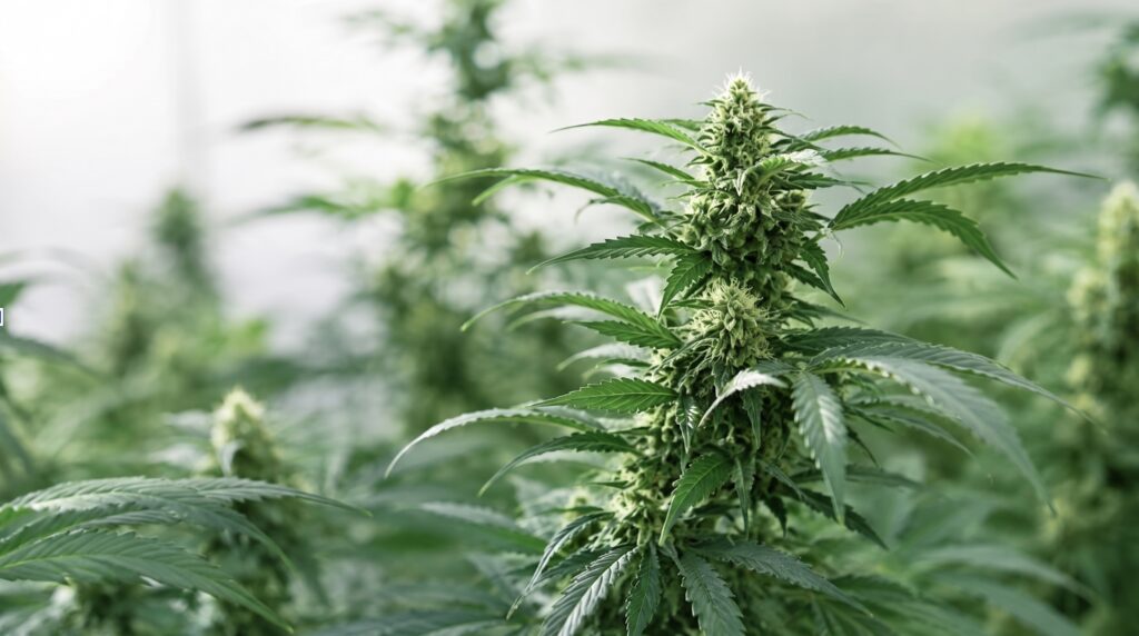 Cannabispflanzen, die nebeneinander wachsen