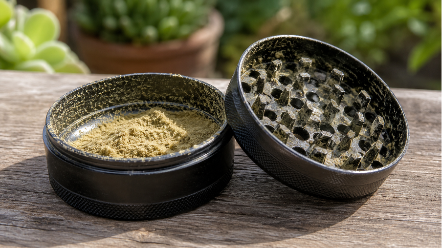 Kief sammelt sich in einem Grinder